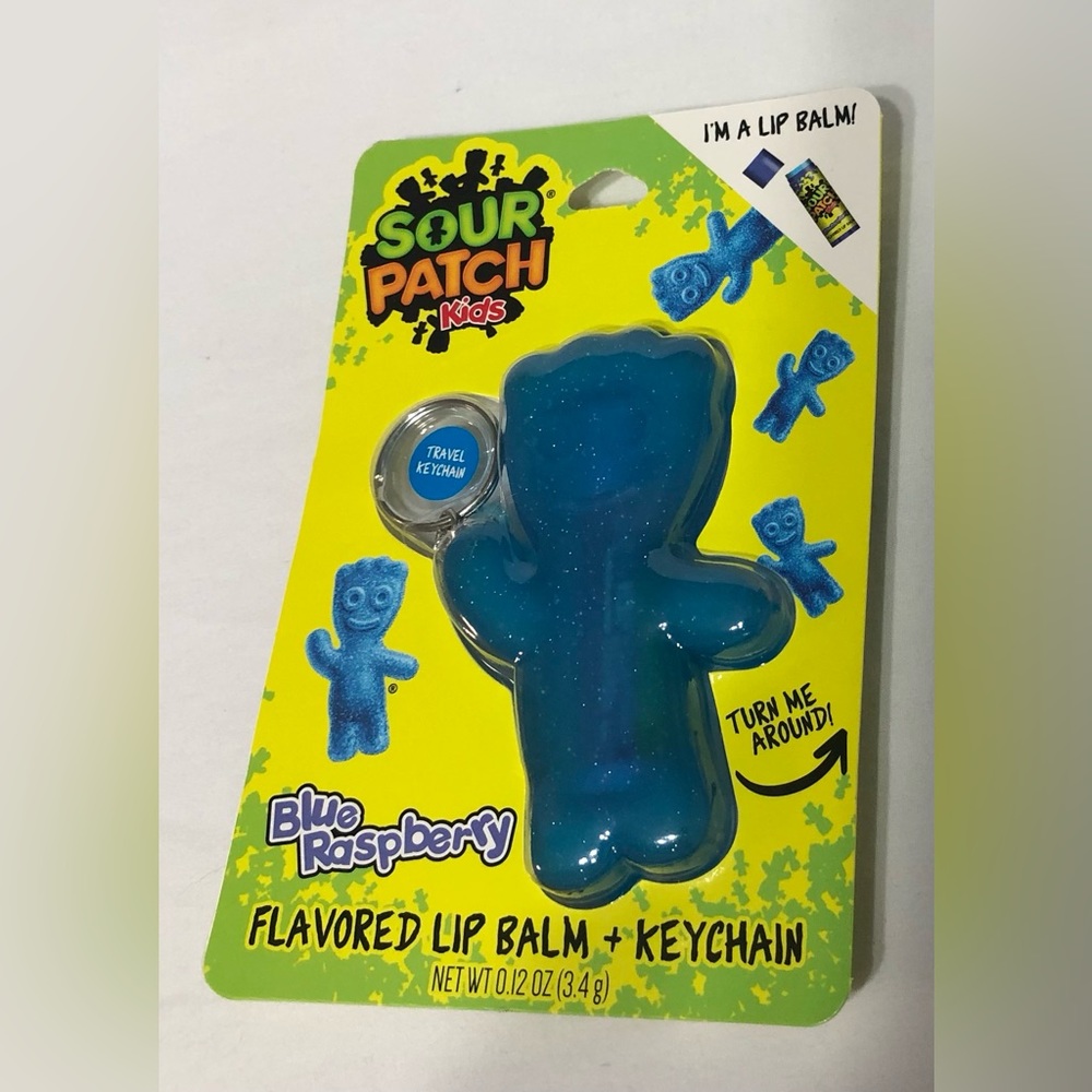 Sour  Patch Kids Lip BalmHolder keychain: flavored blue raspberry. Size 0.12Oz.